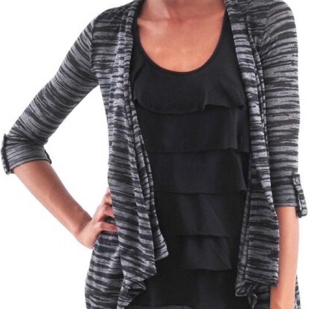 Zebra Print Open Front Cardigan
